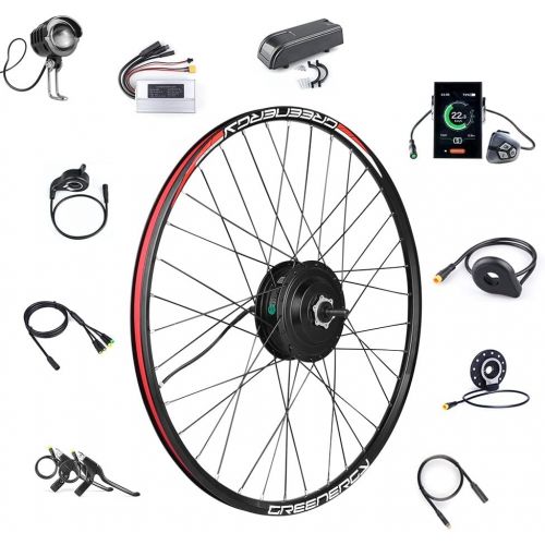  BAFANG 8fun 48V 500W Front Wheel Hub Assembly Motor Kit with Battery Electric Bike Conversion Kit for 20 26 27.5 700C Inch Front Wheel Electric Bike Kit with LCD Display