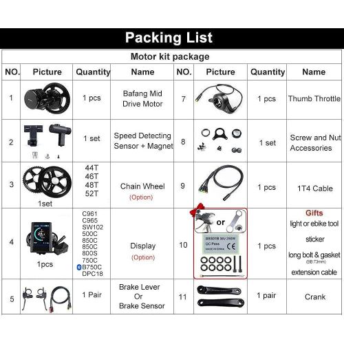  BAFANG 36V/48V 500W BBS02B E-Bike Conversion Motor Kit DIY LCD Display Electric Bike Kit with Battery and Charger