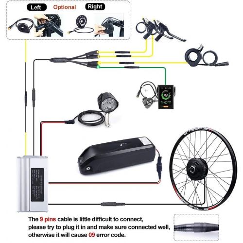  BAFANG Bike Conversion Kit 48V 500W Rear Hub Motor for Bicycle 20 26 27.5 700C Rear Wheel Kit with PAS LCD Display Ebike Battery and Charger