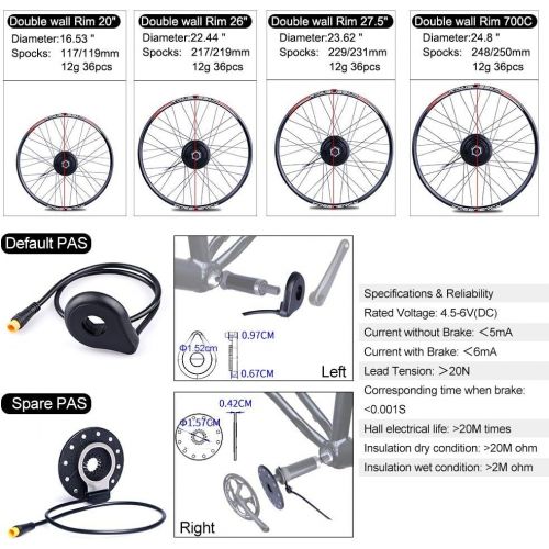  BAFANG Bike Conversion Kit 48V 500W Rear Hub Motor for Bicycle 20 26 27.5 700C Rear Wheel Kit with PAS LCD Display Ebike Battery and Charger