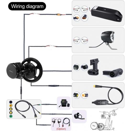  BAFANG BBS02B 48V 750W Ebike Motor with LCD Display 8fun Mid Drive Electric Bike Conversion Kit with Battery (Optional)