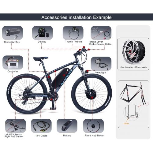  BAFANG 48V 500W Front Hub Motor Electric Bike Conversion Kit for 20 26 27.5 700c inch Wheel Drive Engine with LCD Display with Battery and Charger