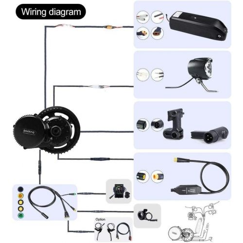  BAFANG BBS02B 48V 500W 750W BBSHD 1000W Motor Electric Bicycle Conversion Kit with LCD Display and Battery (Optional) Ebike DIY Part and Assessories