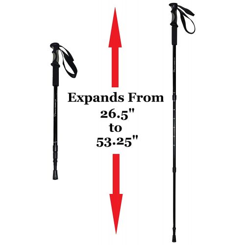  BAFX Products 1 Pair (2 Poles) Adjustable Anti Shock Strong & Lightweight Aluminum Hiking Poles for Walking or Trekking