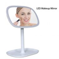 BAGJ LED Lighted Makeup Mirror Desk Lamp 360° Free Rotation Touch Screen Control Dual Power Supply with Adjustable Brightness and Detachable 10X Magnification Mirror(White)