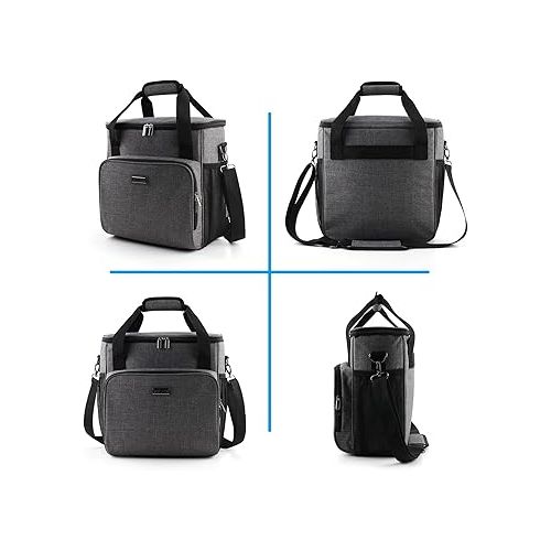  BAGLHER Coffee Maker Storage Bag, Waterproof Travel Carrying Organizer Case, Suitable for Kering Coffee Machines and Other Accessories, Dustproof Tote Bag with Shoulder Strap Grey