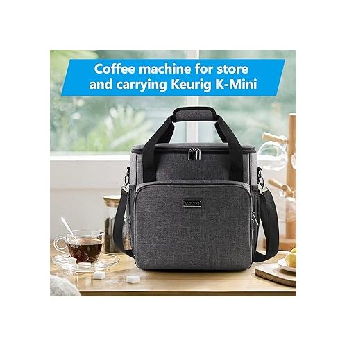  BAGLHER Coffee Maker Storage Bag, Waterproof Travel Carrying Organizer Case, Suitable for Kering Coffee Machines and Other Accessories, Dustproof Tote Bag with Shoulder Strap Grey