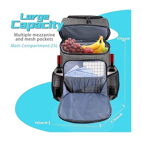  BAGLHER Cooler Backpack 30 Cans Lightweight Insulated Backpack Cooler Leak-Proof,Lightweight Backpack with Cooler for Lunch Picnic Hiking Camping Trips.