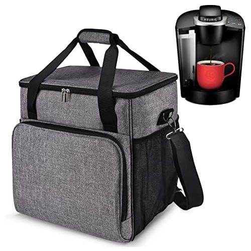  BAGLHER ?Portable Storage Bag, Suitable for Keurig K-Classic Coffee Machines and Other Accessories, Waterproof Travel Carrying Case, Dustproof Tote Bag with Shoulder Strap.Grey