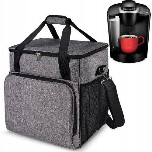  BAGLHER ?Portable Storage Bag, Suitable for Keurig K-Classic Coffee Machines and Other Accessories, Waterproof Travel Carrying Case, Dustproof Tote Bag with Shoulder Strap.Grey