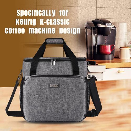  BAGLHER ?Portable Storage Bag, Suitable for Keurig K-Classic Coffee Machines and Other Accessories, Waterproof Travel Carrying Case, Dustproof Tote Bag with Shoulder Strap.Grey