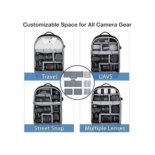  BAGSMART Camera Backpack, DSLR SLR Camera Bag Backpack Fits 15.6 Inch Laptop,Anti-Theft Waterproof Camera Case for Photographers,Men Women,with Rain Cover,Tripod Holder,Black