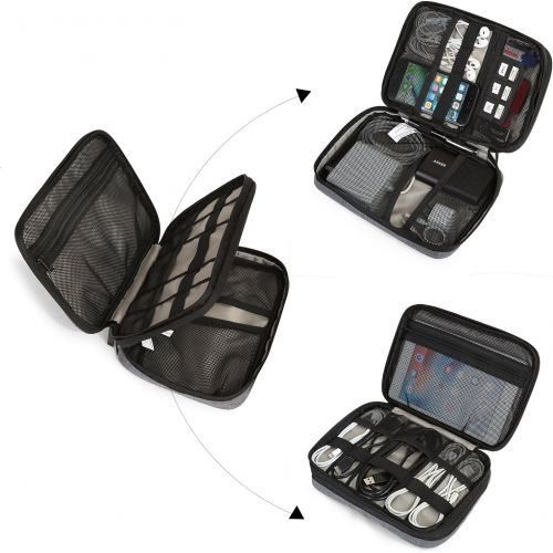  [아마존 핫딜]  [아마존핫딜]BAGSMART Electronic Organizer Double-Layer Travel Cable Organizer Electronics Accessories Cases for Cables, iPhone, Kindle, Grey