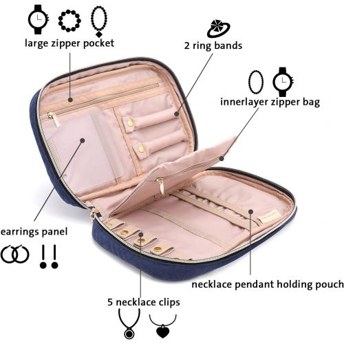  [아마존핫딜][아마존 핫딜] Bagsmart bagsmart Jewelry Organizer Bag Travel Jewelry Storage Cases for Necklace, Earrings, Rings, Bracelet, Blue