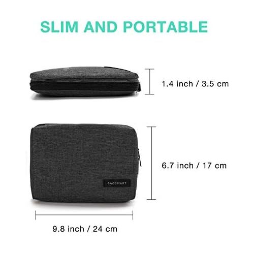  [아마존베스트]BAGSMART Electronic Organizer Small Travel Cable Organizer Bag for Hard Drives, Cables, Phone, USB, SD Card, Black