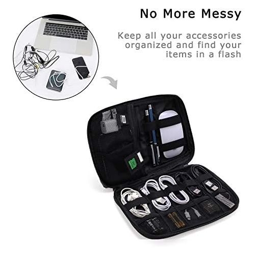  [아마존베스트]BAGSMART Electronic Organizer Small Travel Cable Organizer Bag for Hard Drives, Cables, Phone, USB, SD Card, Black