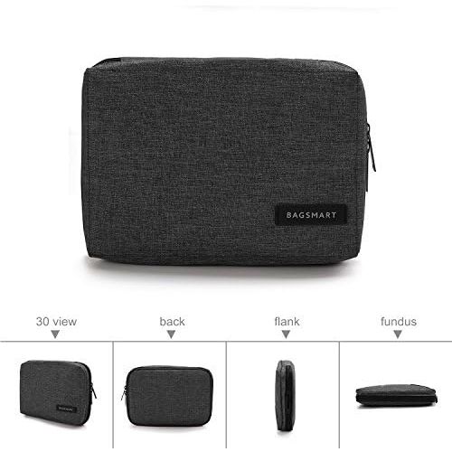  [아마존베스트]BAGSMART Electronic Organizer Small Travel Cable Organizer Bag for Hard Drives, Cables, Phone, USB, SD Card, Black