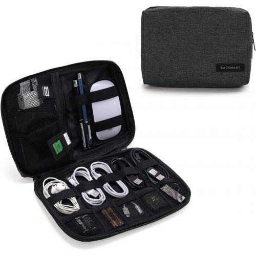  [아마존베스트]BAGSMART Electronic Organizer Small Travel Cable Organizer Bag for Hard Drives, Cables, Phone, USB, SD Card, Black