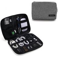 [아마존베스트]BAGSMART Electronic Organizer Small Travel Cable Organizer Bag for Hard Drives, Cables, USB, SD Card Grey