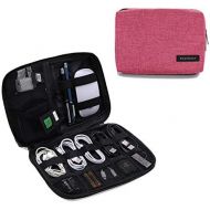 [아마존베스트]BAGSMART Electronic Organizer Small Travel Cable Organizer Bag for Hard Drives, Cables, USB, SD Card, Rose