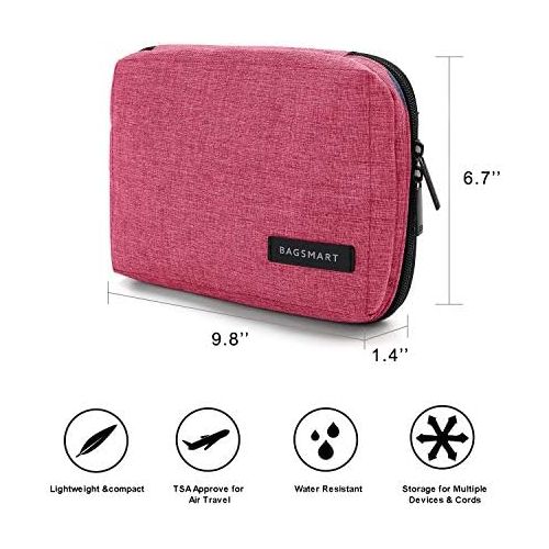  [아마존베스트]BAGSMART Electronic Organizer Small Travel Cable Organizer Bag for Hard Drives, Cables, USB, SD Card, Rose