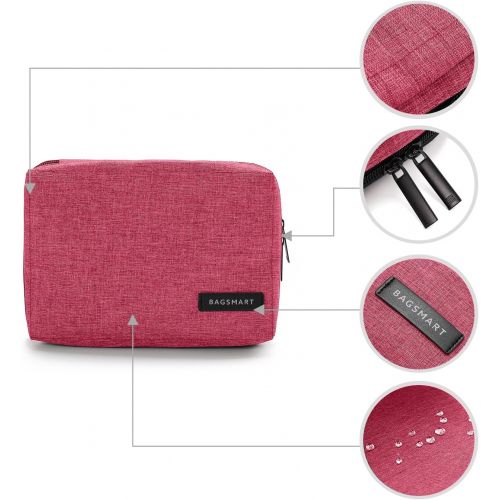  [아마존베스트]BAGSMART Electronic Organizer Small Travel Cable Organizer Bag for Hard Drives, Cables, USB, SD Card, Rose