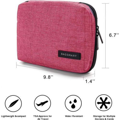  [아마존베스트]BAGSMART Electronic Organizer Small Travel Cable Organizer Bag for Hard Drives, Cables, USB, SD Card, Rose