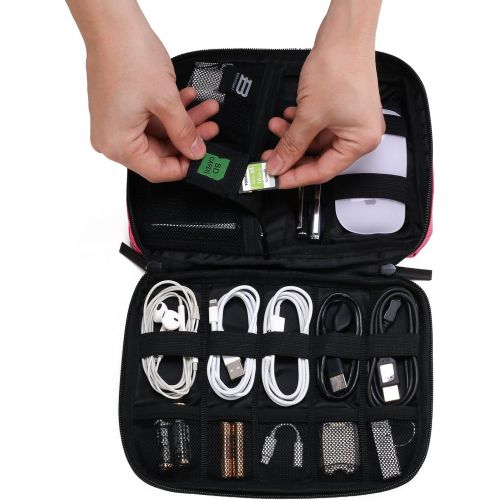  [아마존베스트]BAGSMART Electronic Organizer Small Travel Cable Organizer Bag for Hard Drives, Cables, USB, SD Card, Rose