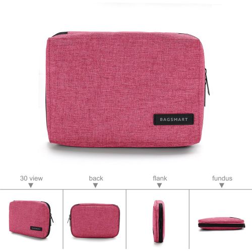  [아마존베스트]BAGSMART Electronic Organizer Small Travel Cable Organizer Bag for Hard Drives, Cables, USB, SD Card, Rose