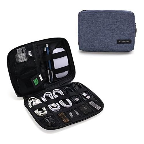  [아마존베스트]BAGSMART Electronic Organizer Small Travel Cable Organizer Bag for Hard Drives, Cables, USB, SD Card, Blue
