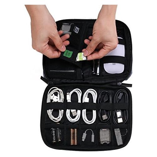  [아마존베스트]BAGSMART Electronic Organizer Small Travel Cable Organizer Bag for Hard Drives, Cables, USB, SD Card, Blue