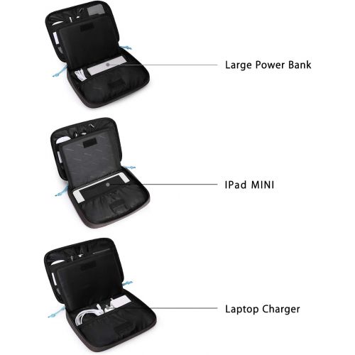 [아마존베스트]BAGSMART Electronics Organizer Double-Layer Travel Cable Organizer Cord Organizer Bag Accessory Organizer Storage Bag for 7.9 iPad Mini, Wires, Chargers, Hard Drive