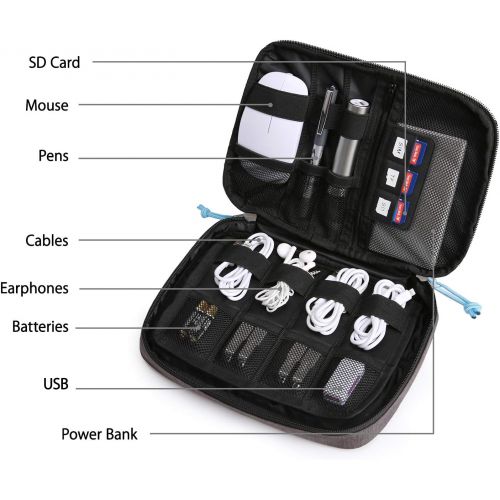  [아마존베스트]BAGSMART Electronics Organizer Double-Layer Travel Cable Organizer Cord Organizer Bag Accessory Organizer Storage Bag for 7.9 iPad Mini, Wires, Chargers, Hard Drive