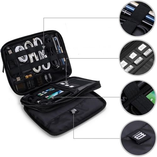  [아마존베스트]BAGSMART 3-Layer Travel Electronics Cable Organizer with Bag for 9.7 iPad, Hard Drives, Cables, Charger, Kindle, Grey