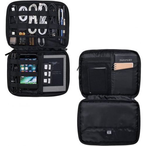  [아마존베스트]BAGSMART 3-Layer Travel Electronics Cable Organizer with Bag for 9.7 iPad, Hard Drives, Cables, Charger, Kindle, Grey