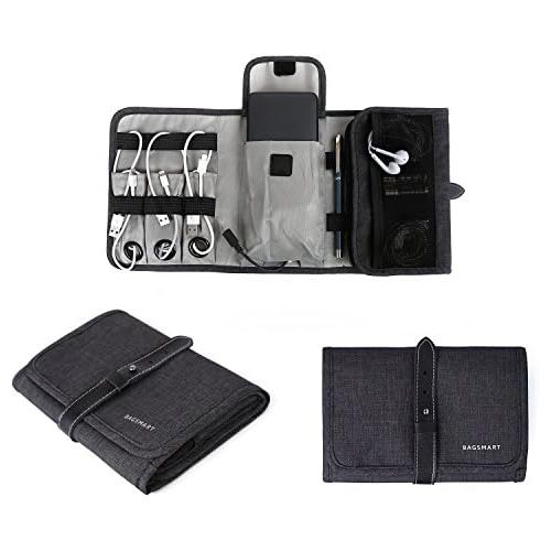  [아마존베스트]BAGSMART Compact Travel Cable Organizer Portable Electronics Accessories Bag Hard Drive Case for Various USB, Phone, Charger, Black