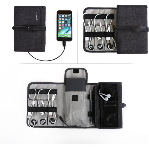  [아마존베스트]BAGSMART Compact Travel Cable Organizer Portable Electronics Accessories Bag Hard Drive Case for Various USB, Phone, Charger, Black
