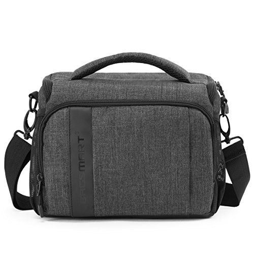  BAGSMART Camera Bag Padded Shoulder Bag Camera Case with Rain Cover for SLR DSLR, Lenses, Cables, Accessories, Grey