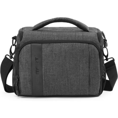  BAGSMART Camera Bag Padded Shoulder Bag Camera Case with Rain Cover for SLR DSLR, Lenses, Cables, Accessories, Grey