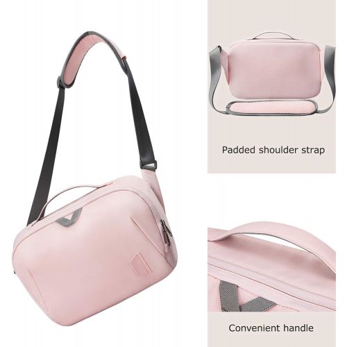  Camera Bag, BAGSMART DSLR Camera Bag, Waterproof Crossbody Camera Case with Padded Shoulder Strap, Anti-Theft Camera Shoulder Bag, Pink