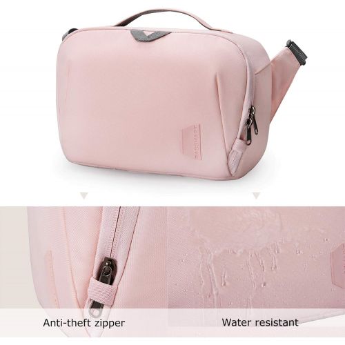  Camera Bag, BAGSMART DSLR Camera Bag, Waterproof Crossbody Camera Case with Padded Shoulder Strap, Anti-Theft Camera Shoulder Bag, Pink