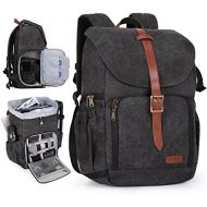 [아마존베스트]BAGSMART Camera Backpack, Anti-Theft DSLR SLR Camera Bag Water Resistant Canvas Backpack Fit up to 15 Laptop with Rain Cover, Tripod Holder for Women and Men (Black)