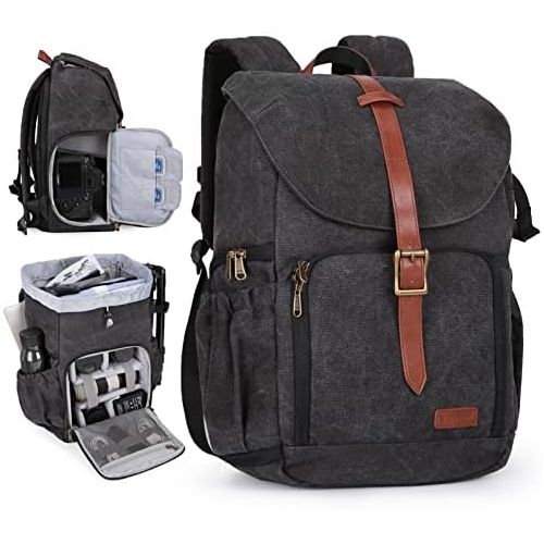  BAGSMART Camera Backpack, BAGSMAR DSLR Camera Bag Backpack, Anti-Theft and Waterproof Camera Backpack for Photographers, Fit up to 15 Laptop with Rain Cover, Black