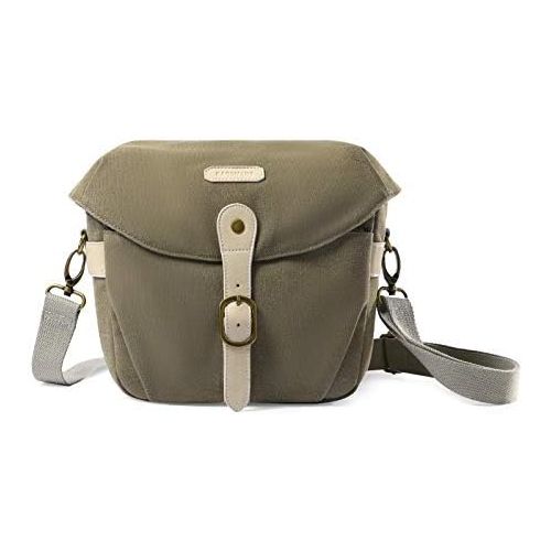  Camera Bag, BAGSMART SLR DSLR Canvas Camera Case, Vintage Padded Camera Shoulder Bag with Rain Cover for Women and Men, Green