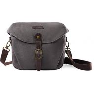 Camera Bag, BAGSMART SLR DSLR Canvas Camera Case, Vintage Padded Camera Shoulder Bag with Rain Cover for Women and Men, gray