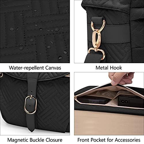  Camera Bag, BAGSMART SLR DSLR Camera Case, Quilted Cotton Camera Shoulder Bag with Rain Cover for Men and Women, Black