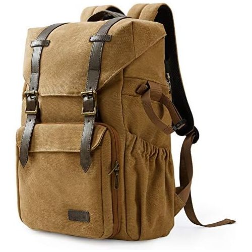  Camera Backpack, BAGSMART DSLR Camera Bag, Waterproof Camera Bag Backpack for Photographers, Fit up to 15 Laptop with Rain Cover and Tripod Holder, Khaki