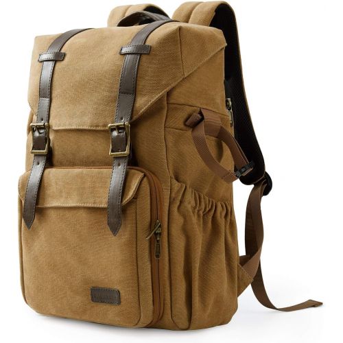  Camera Backpack, BAGSMART DSLR Camera Bag, Waterproof Camera Bag Backpack for Photographers, Fit up to 15 Laptop with Rain Cover and Tripod Holder, Khaki