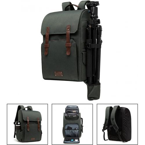  Camera Backpack, BAGSMART Large Capacity Camera Backpack, Anti-Theft DSLR SLR Camera Bag Water Resistant Canvas Backpack Fit up to 15.6 Laptop with Rain Cover, Tripod Holder for Me