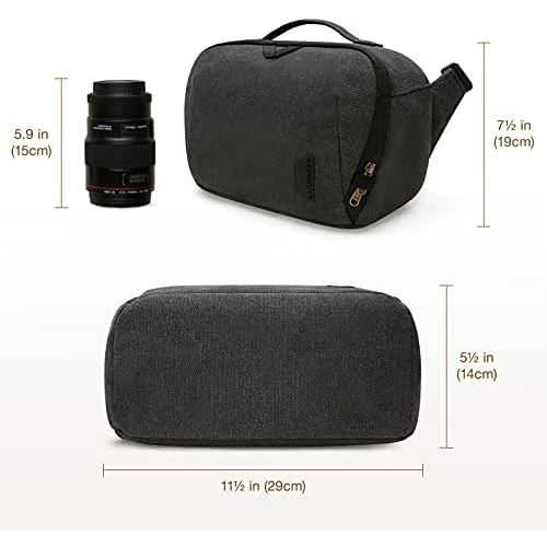  Camera Bag, BAGSMART SLR DSLR Canvas Camera Case, Waterproof and Anti-Theft Vintage Padded Camera Shoulder Bag for Women and Men, Black